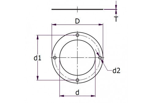 Gummidichtung Typ NR / SBR DN 125 PN 10/16 5" 5 mm Stärke 1 Inl Ø 250 x 145 Lochabstand 210 mm 8 x 22 mm